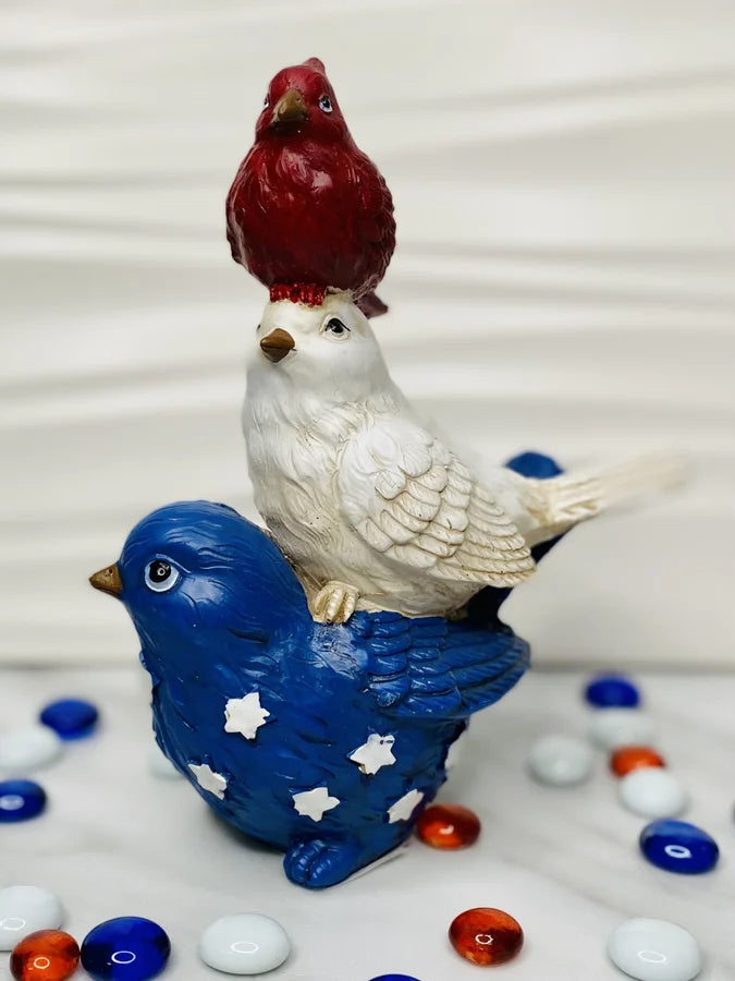 Resin Red/White/Blue Bird Stack