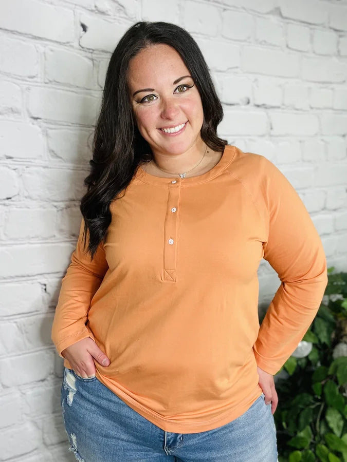 Orange Crewneck Long Sleeve Top