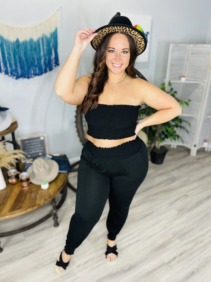 "Slay the Day" Smocked Tube Top and Joggers Set Multiple Colors 2 of 2