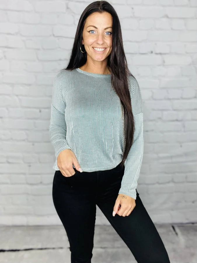 "The Perfect Day" Drop Shoulder Long Sleeve Top (Multiple Colors)