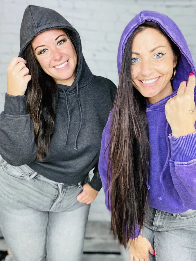 "It's Fall Y'all" Acid Wash Fleece Cropped Hoodie (Multiple Colors)