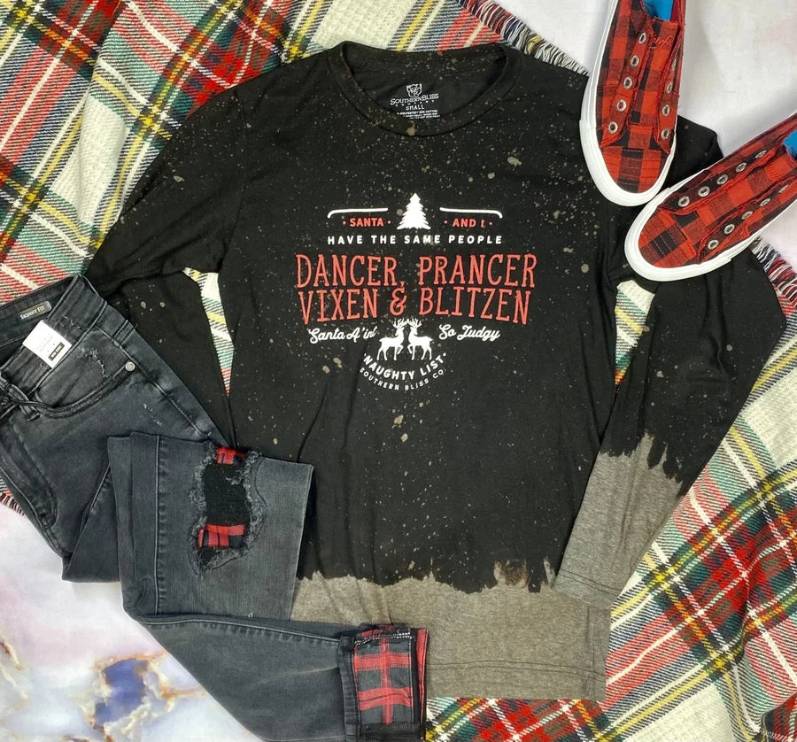 "Naughty List" Bleached Long Sleeve Top