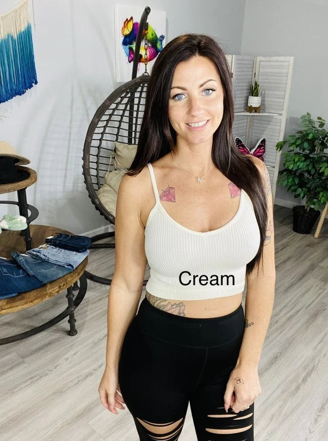 "The Great Match" Cream Seamless Cropped Cami