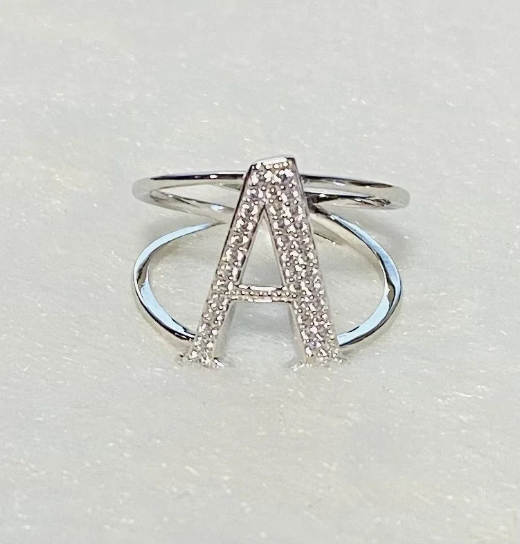 Sterling Silver Cubic Zirconia Initial Rings