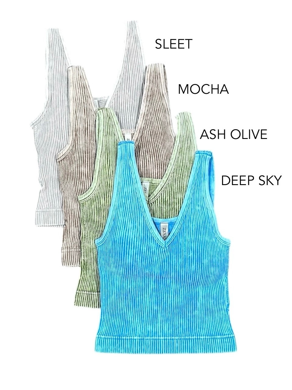 "Brooke" Ribbed Padded Cropped Tank Top (Multiple Colors)