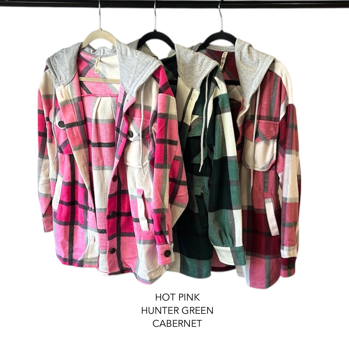 "Check It Out" Plaid Hoodie Shacket (Multiple Colors)
