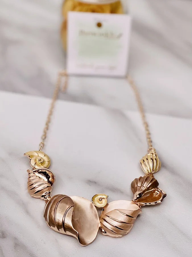 Sea Shell Rose Gold Necklace by Periwinkle