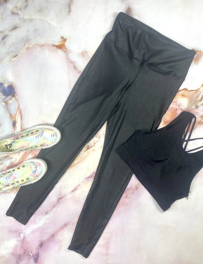 Mono B Black High-Waist Foil Scale Leggings