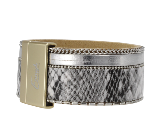 Erimish White Snake Cuff Bracelet w/ Magnetic Closure