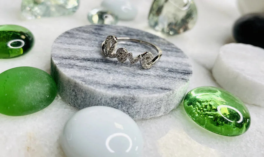 Sterling Silver Pave Cubic Zirconia "Love" Ring