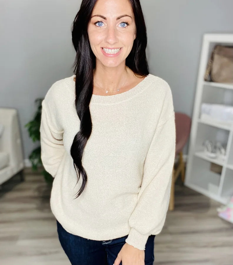 Reg. Beige Lightweight Knit Sweater