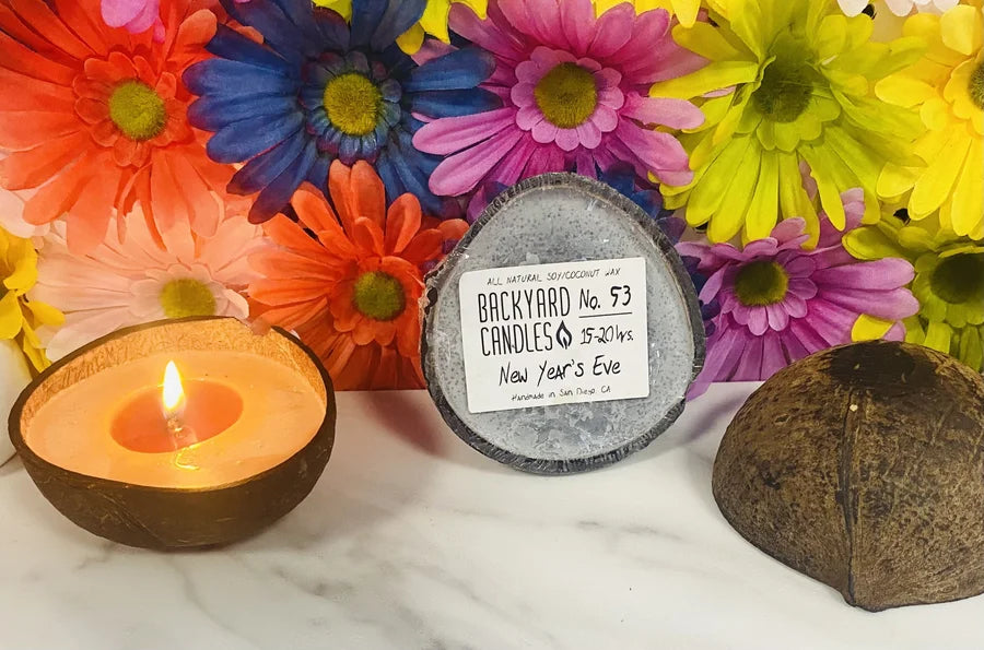 New Year's Eve Scented Candle in a Real Coconut Shell