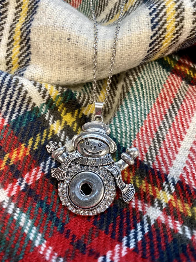 Snap Necklace w/ Snowman Pendant