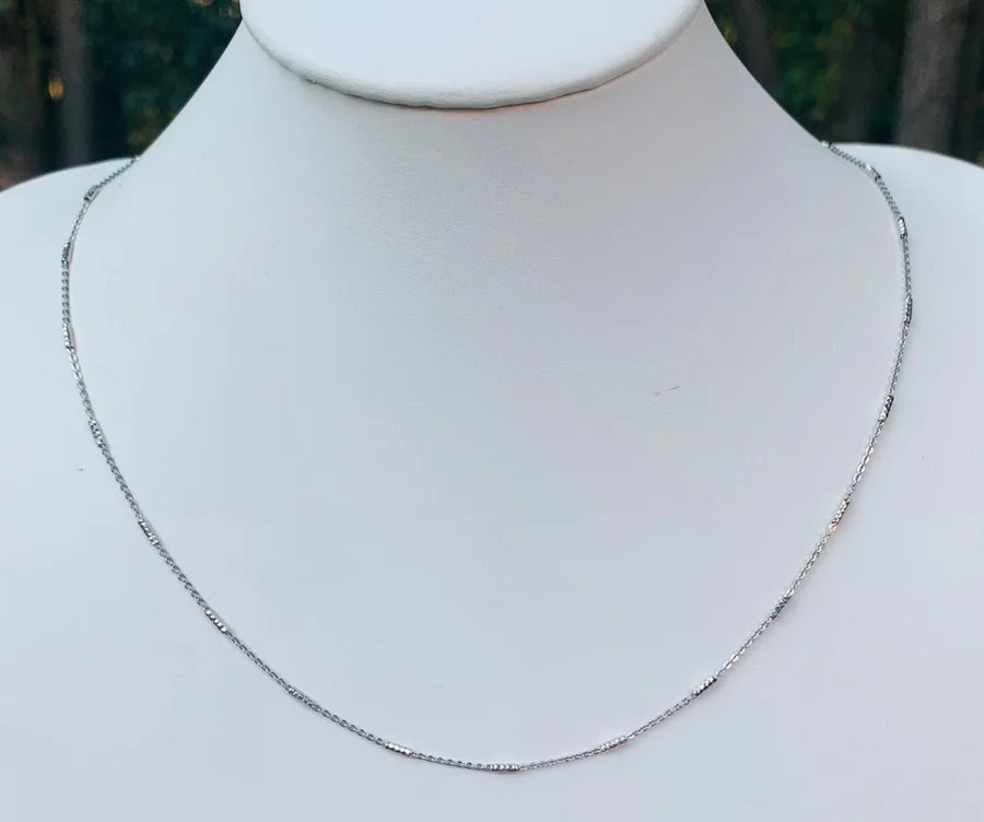 Sterling Silver Italian Diamond Cut Bar Chain - 16"