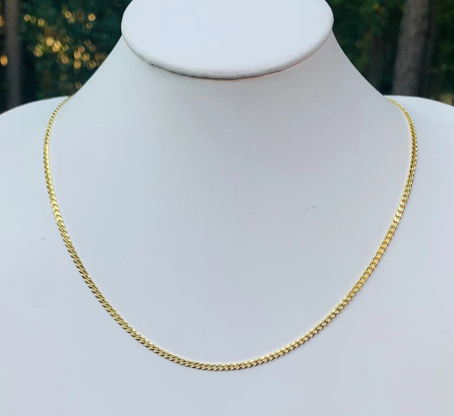 Sterling Silver Italian Gold Plated Cuban Chain - 18"