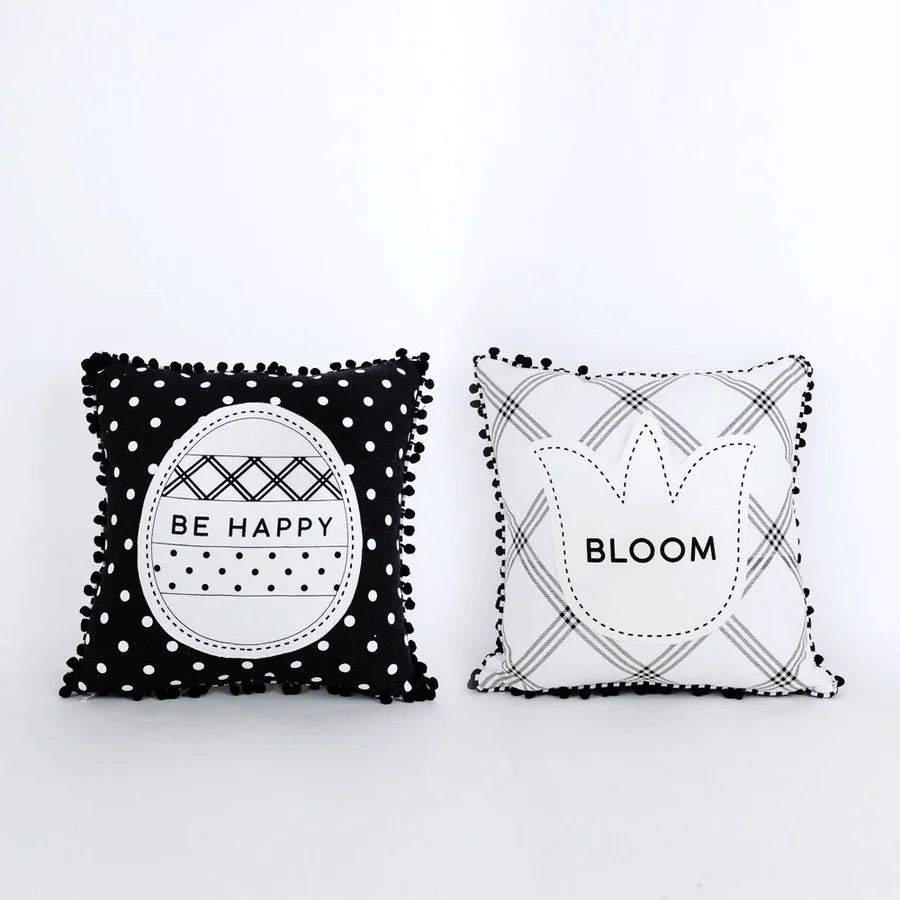 "Bloom"/"Be Happy" 14.25 x 14.25 Pillow - Reversible