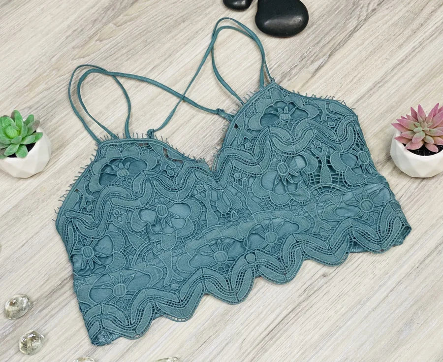 Reg. Dark Teal Crochet Lace Bralette