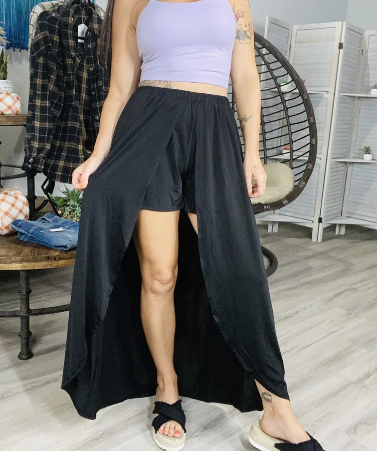 Black Maxi Overlay Skort