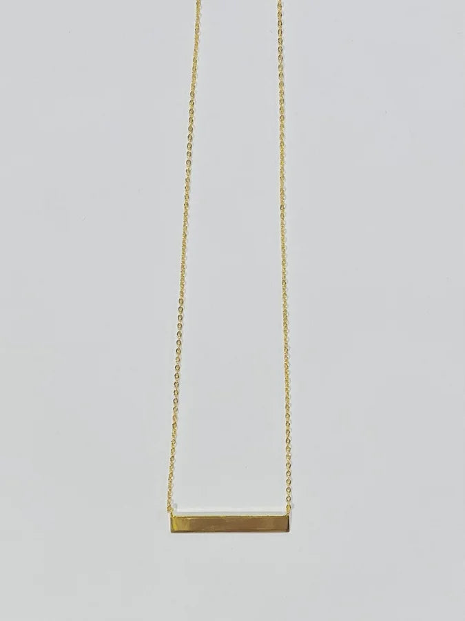 Sterling Silver Gold Plated Plain Bar Necklace - 16" +2