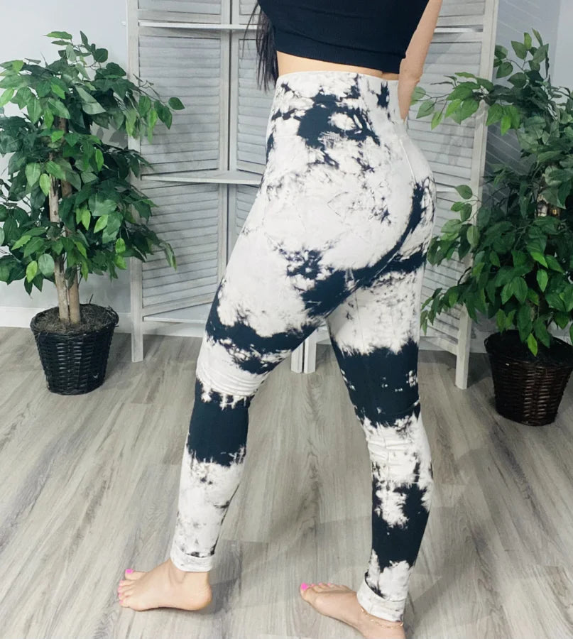 Cream/Black Tie Dye Leggings