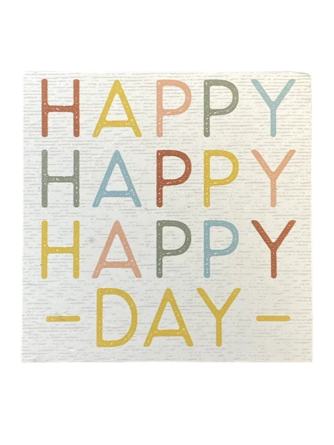 "Happy Happy Happy" Wooden Block Sign