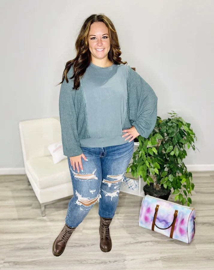 Reg. Dark Teal Long Sleeve Top