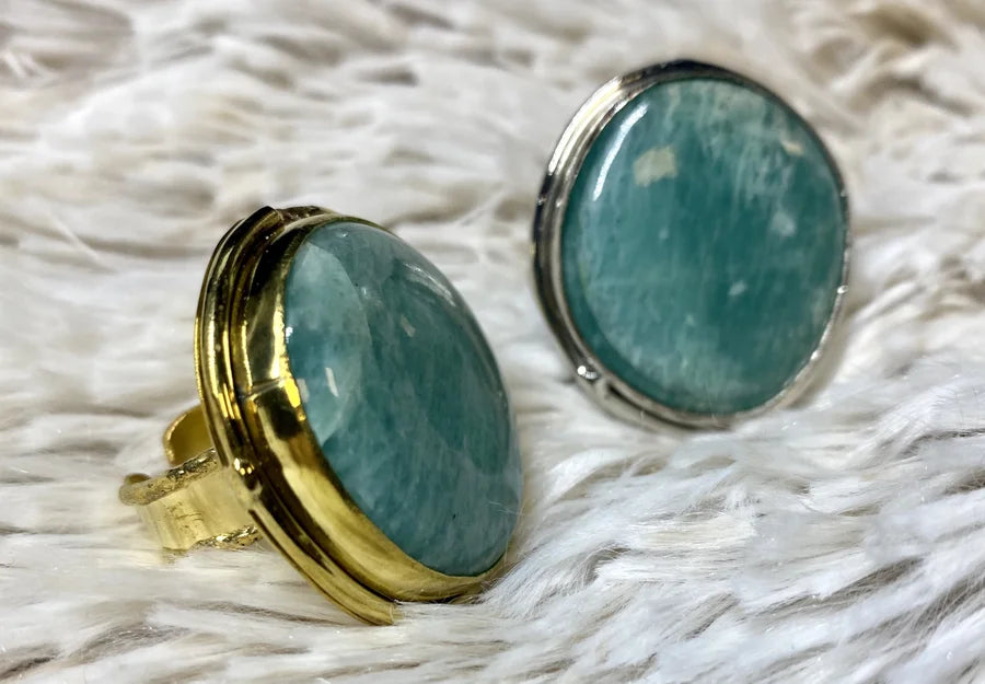 Amazonite Stone Adjustable Ring