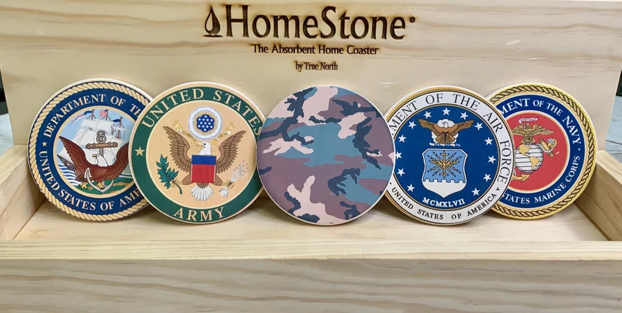 True North Stone Coasters (Set of 2) - US Military Branches