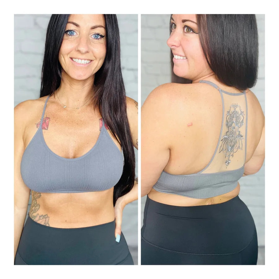 "Elizabeth" Tattoo Mesh Racerback Bralette