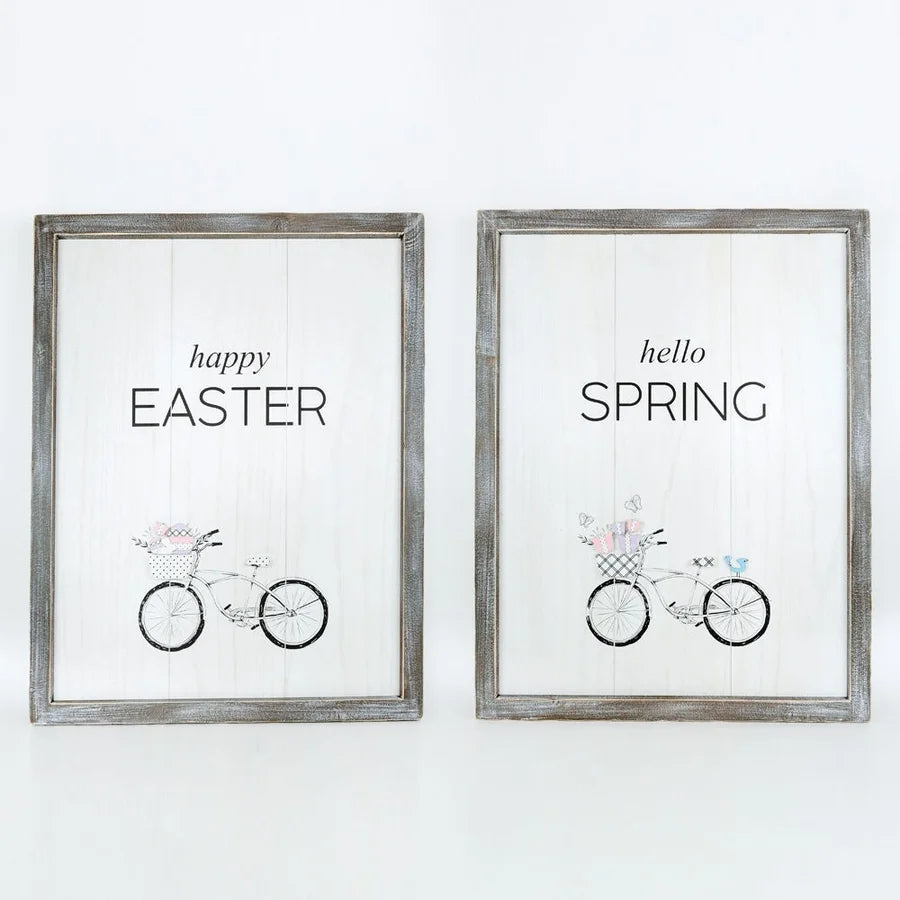 "Easter"/"Spring" Wooden Framed Sign - Reversible