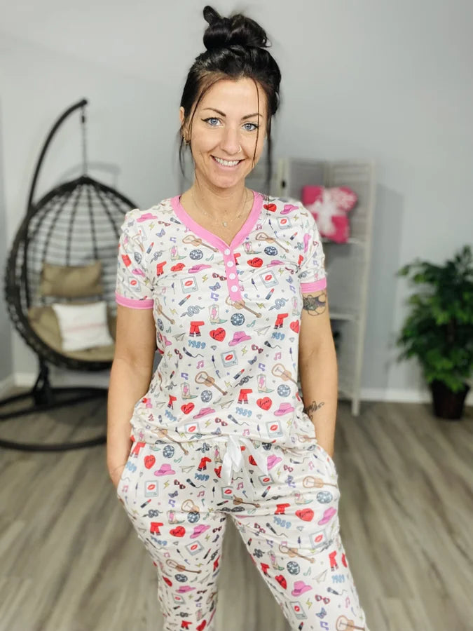 Shirley & Stone - "Eras" Short Sleeve Mommy/Me Pajama Set