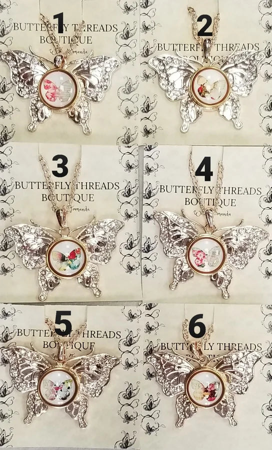 ROSE GOLD RHINESTONE BUTTERFLY SNAP NECKLACE