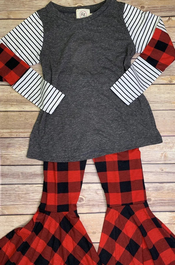 Southern Grace Buffalo Plaid Flare Pants