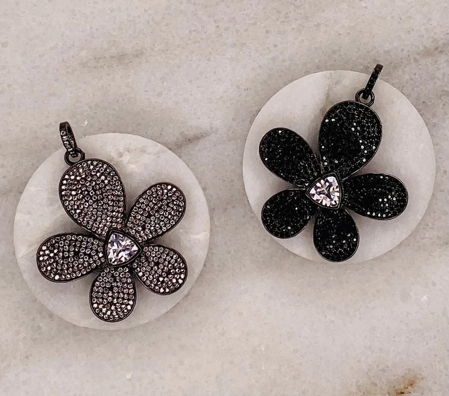 Pave Crystal Flower Pendants (Large)