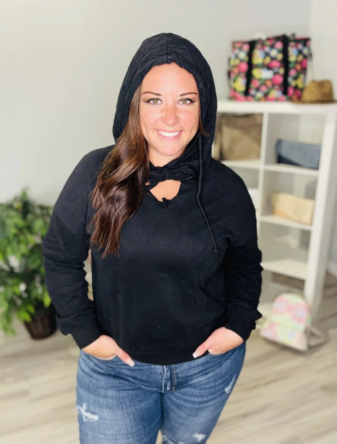 Reg. Black Hoodie w/ Ribbon Keyhole