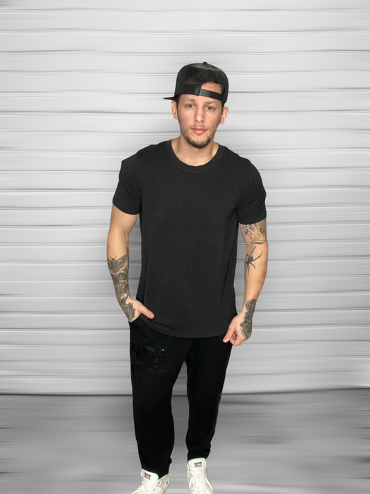 Black Breathable Tee - Scallop Hem