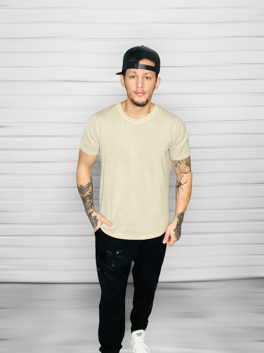 Cement Breathable Tee - Scallop Hem