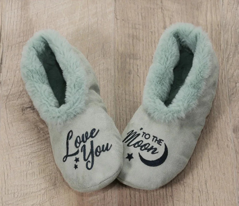 "Love You, To The Moon" Footsie Slippers