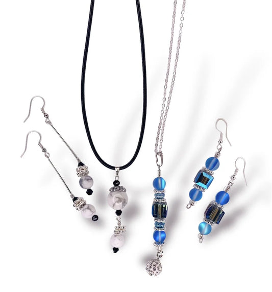 NECKLACE AND EARRING SET - MOONSTONE AND HOWLITE2