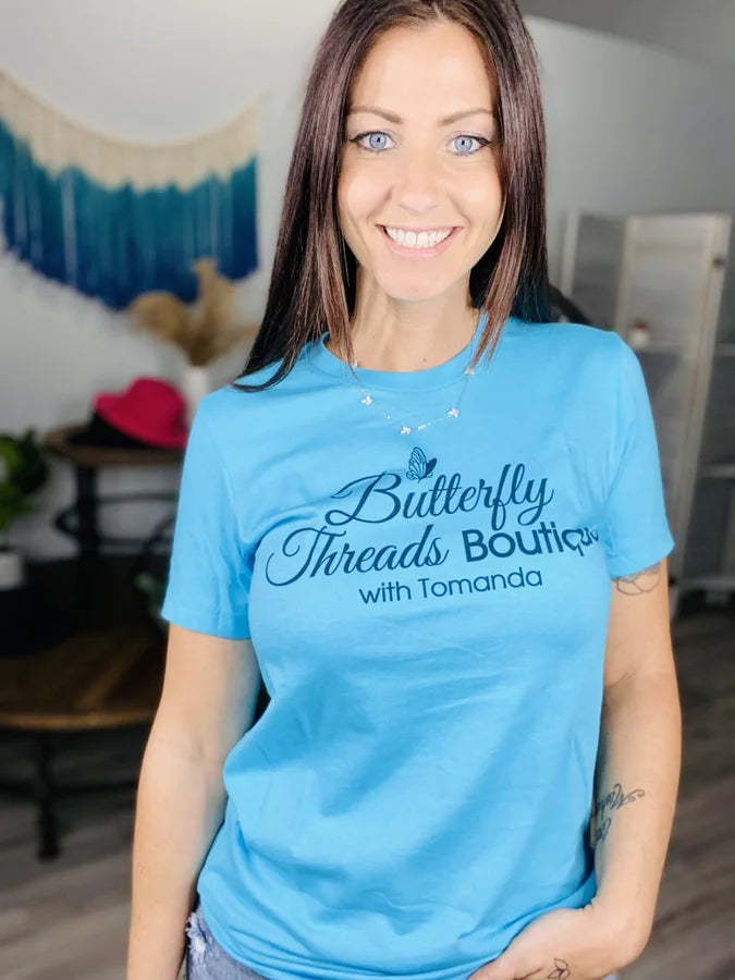 BUTTERFLY THREADS BLUE SHORT SLEEVE LOGO WEAR