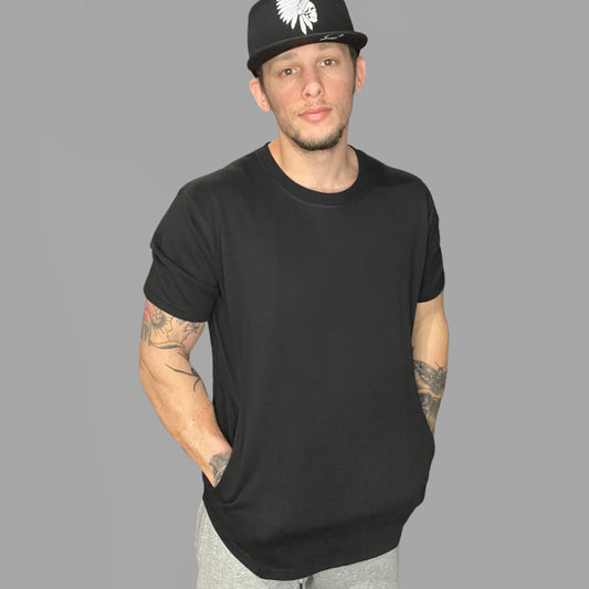 Black Athleisure Tee with Pocket