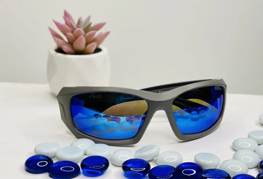 Polarized Sunglasses with Floating Frame - Grey/Blue