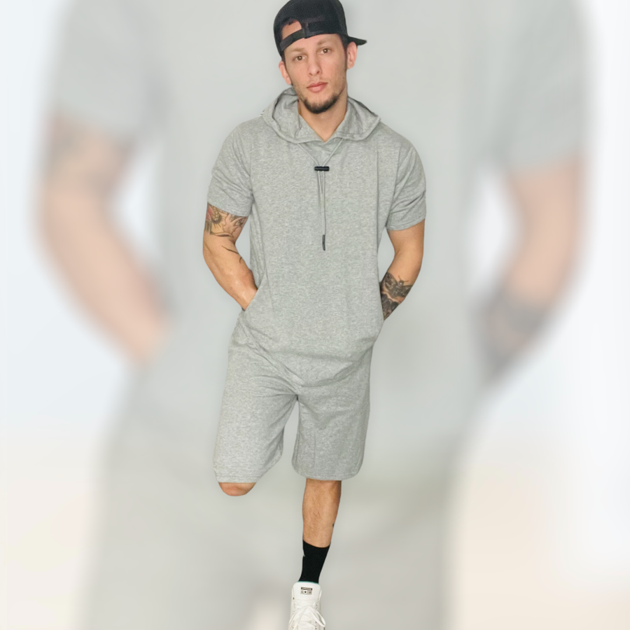 Grey Hoodie Tee with Pocket