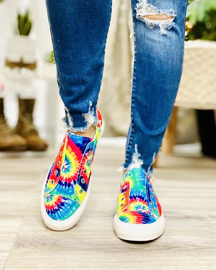 "Play Along" Rainbow Tie Dye Slip-On Shoes - Gypsy Jazz