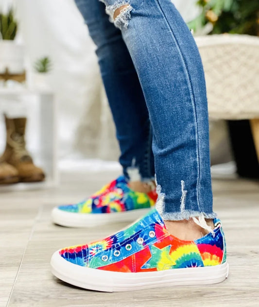 "Play Along" Rainbow Tie Dye Slip-On Shoes - Gypsy Jazz