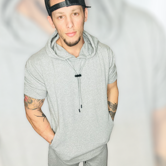 Grey Hoodie Tee with Pocket