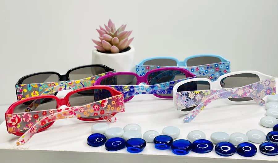 Kids - Sunglasses with Fun Colors and Floral Detail