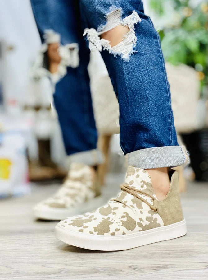 "Survivor" Cream/Tan High Tops - Gypsy Jazz