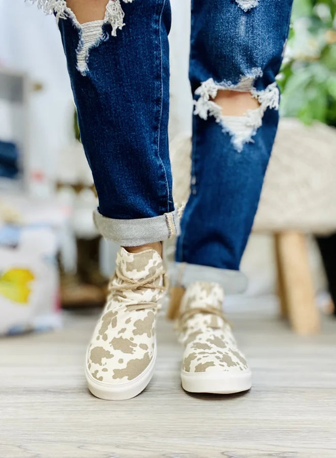 "Survivor" Cream/Tan High Tops - Gypsy Jazz