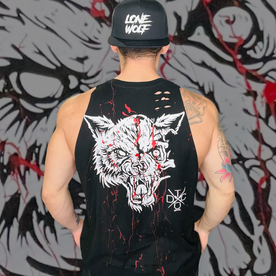 "Lone Wolf" Blood Splatter Tank Top